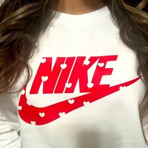 Valentines Day swoosh heart Nike crew neck sweatshirt.